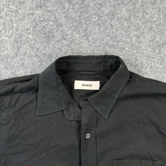 Buck Mason Shirt Mens Large Black Short Sleeve Button Up Pocket Collared Casual - Picture 3 of 10